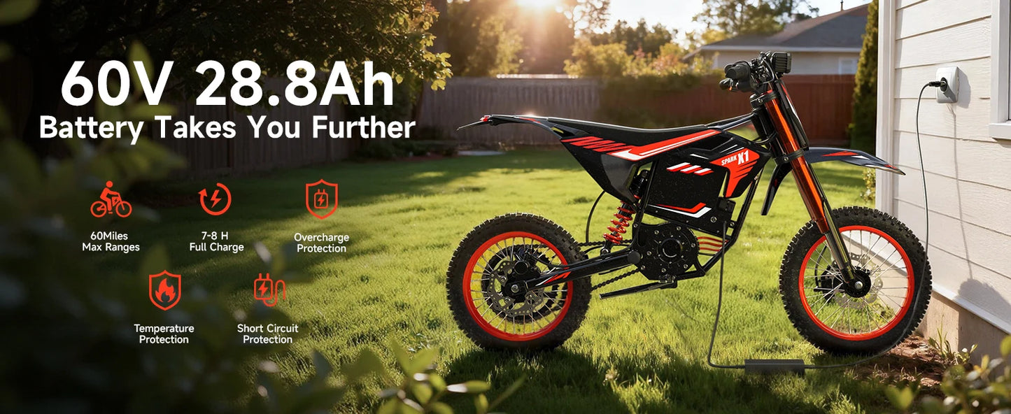 Qronge X1 Spark M Electric Dirt Bike | 4500W | 60V | Long Range