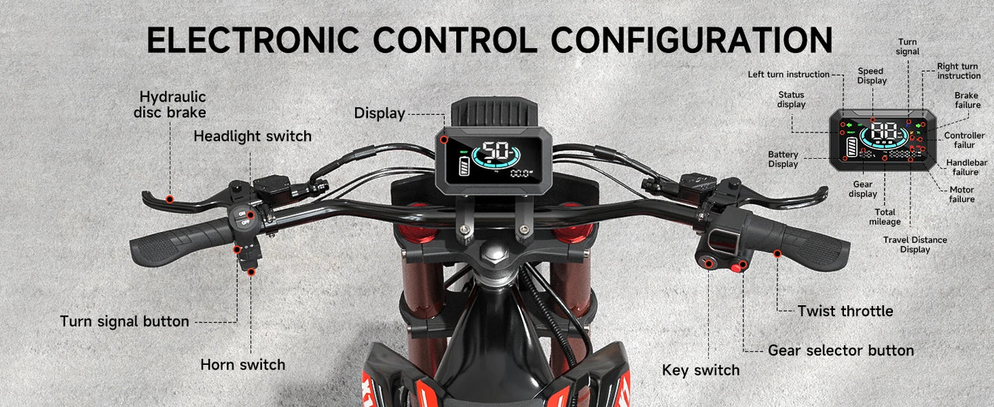 Qronge X1 Spark M Electric Dirt Bike | 4500W | 60V | Long Range