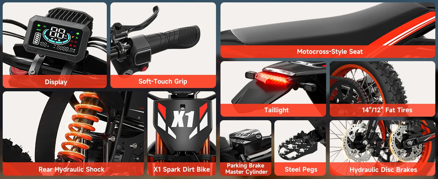 Qronge X1 Spark M Electric Dirt Bike | 4500W | 60V | Long Range