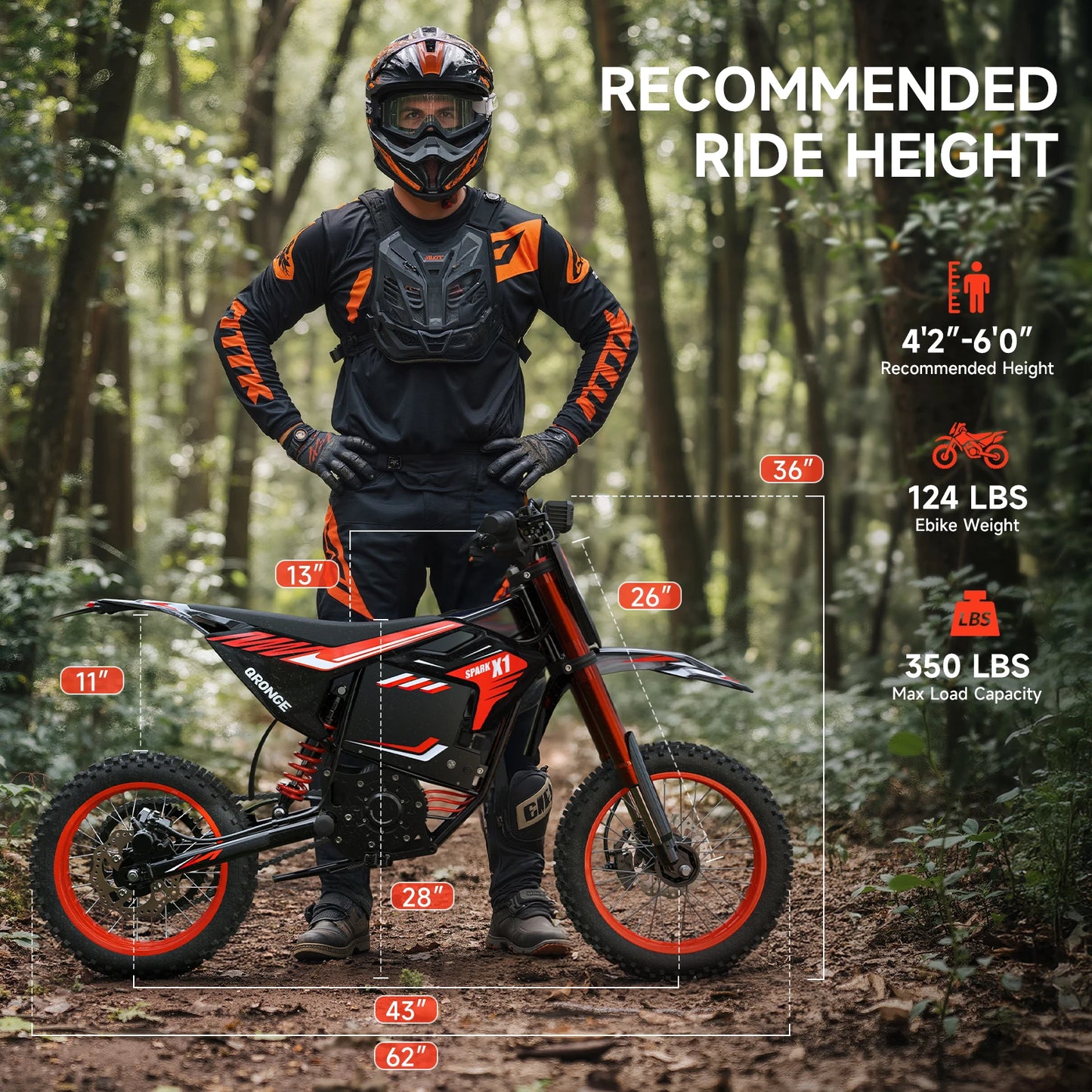 Qronge X1 Spark M Electric Dirt Bike | 4500W | 60V | Long Range